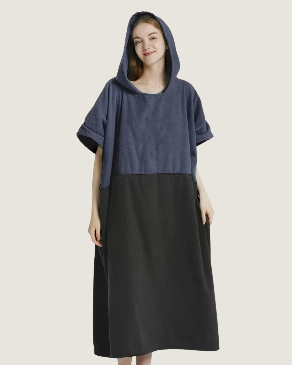 Poncho de Surf à Capuche en Microfibre Bicolore