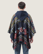 poncho-cape-homme-capuche-motif-ethnique-bleu-marine-dos