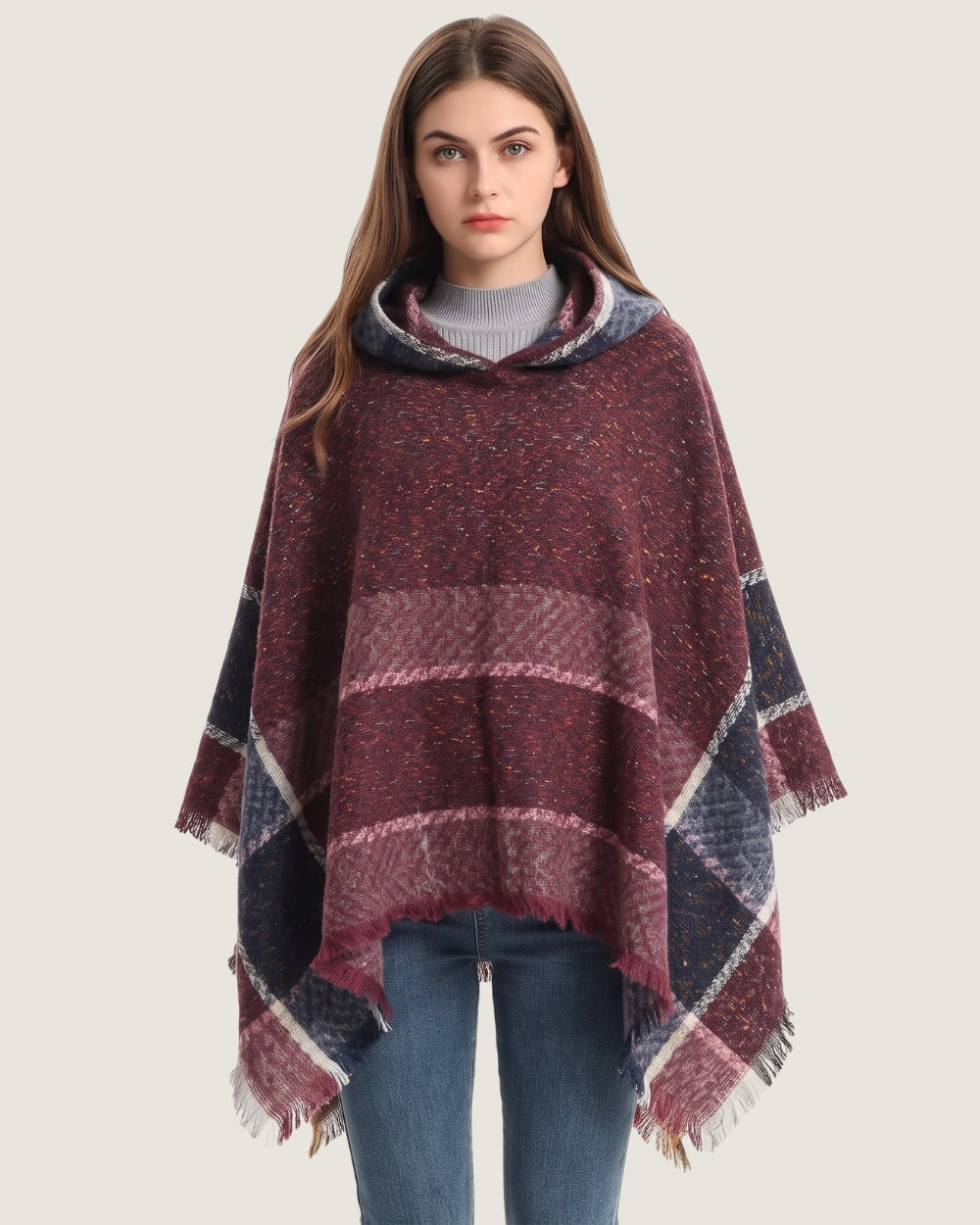 poncho-capuche-effet-use-rouge