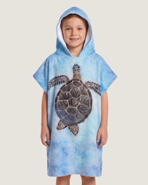 poncho-de-bain-enfant-en-microfibre-a-capuche-tortue-de-mer-face