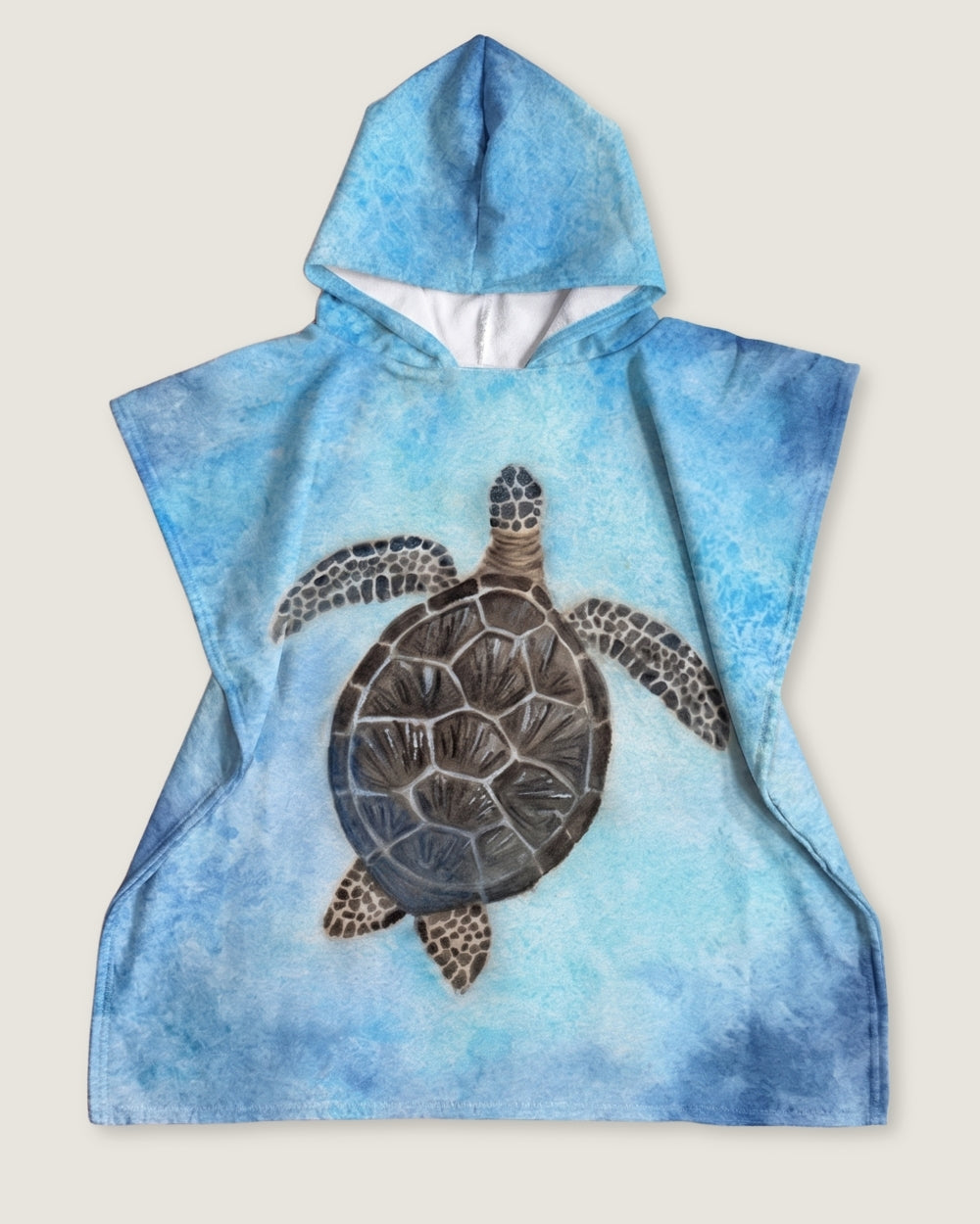 poncho-de-bain-enfant-en-microfibre-a-capuche-tortue-de-mer-plat