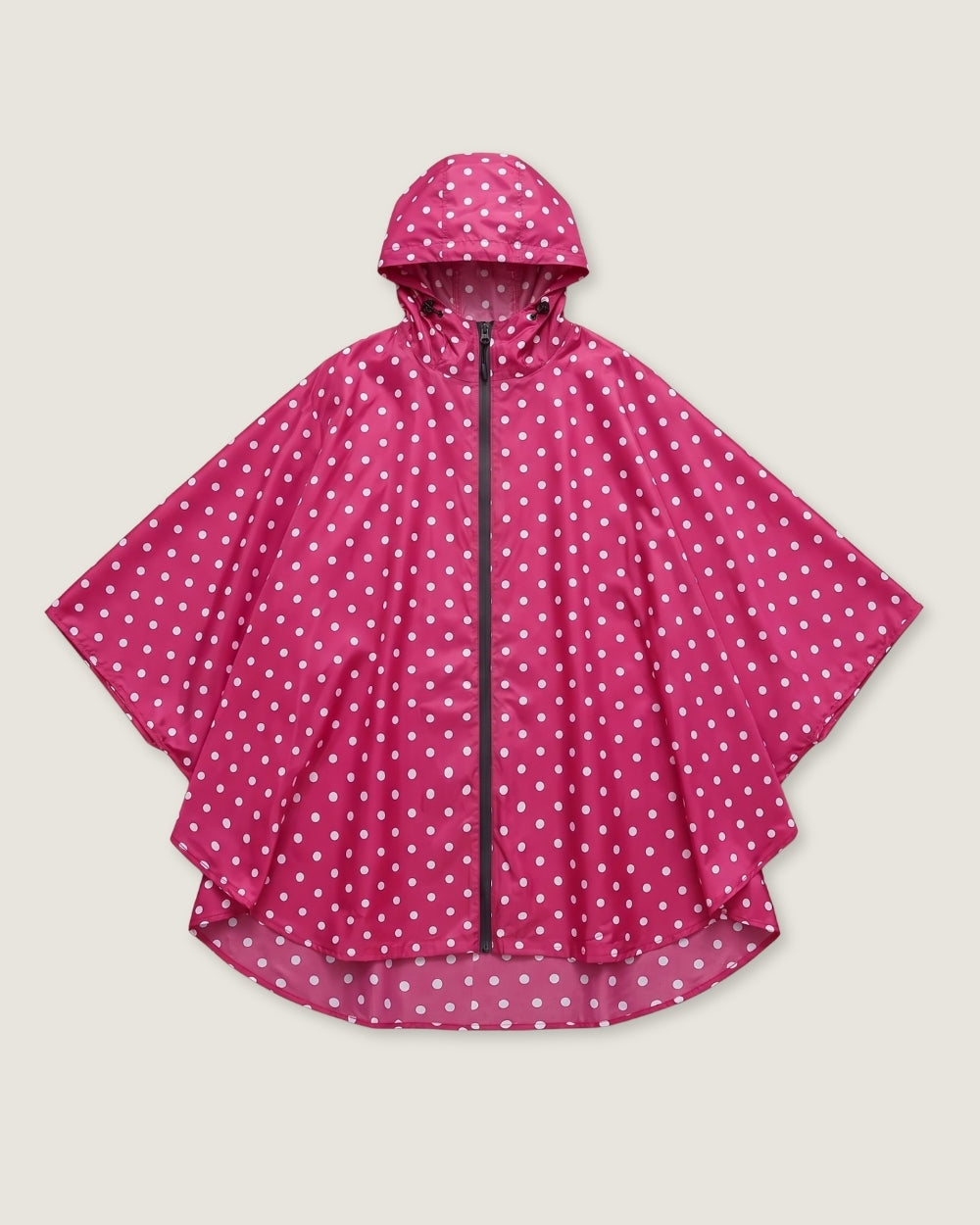poncho-de-pluie-capuche-impermeable-motif-pois-fuschia-sol