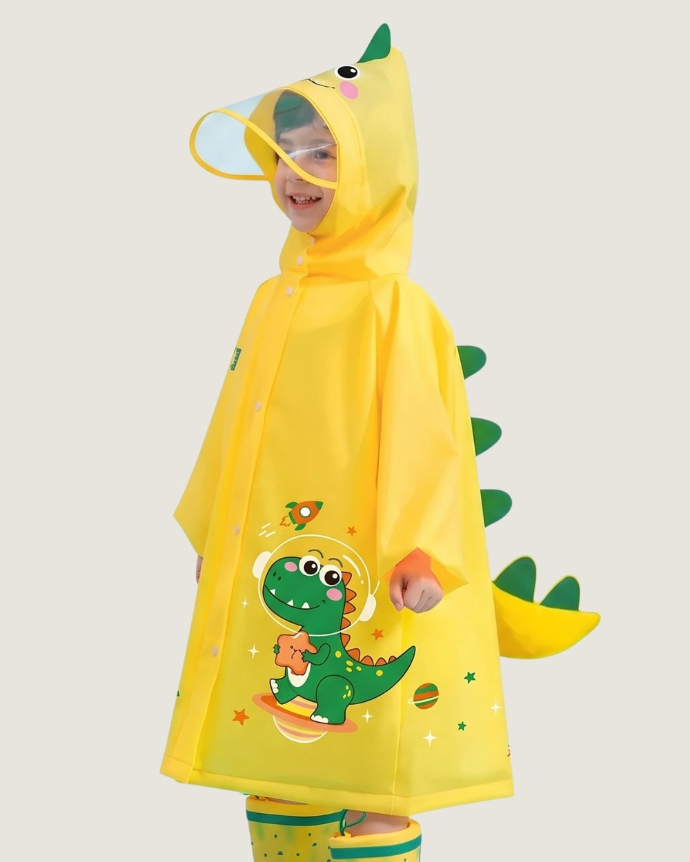 poncho-de-pluie-impermeable-enfant-dinosaure-jaune-cote