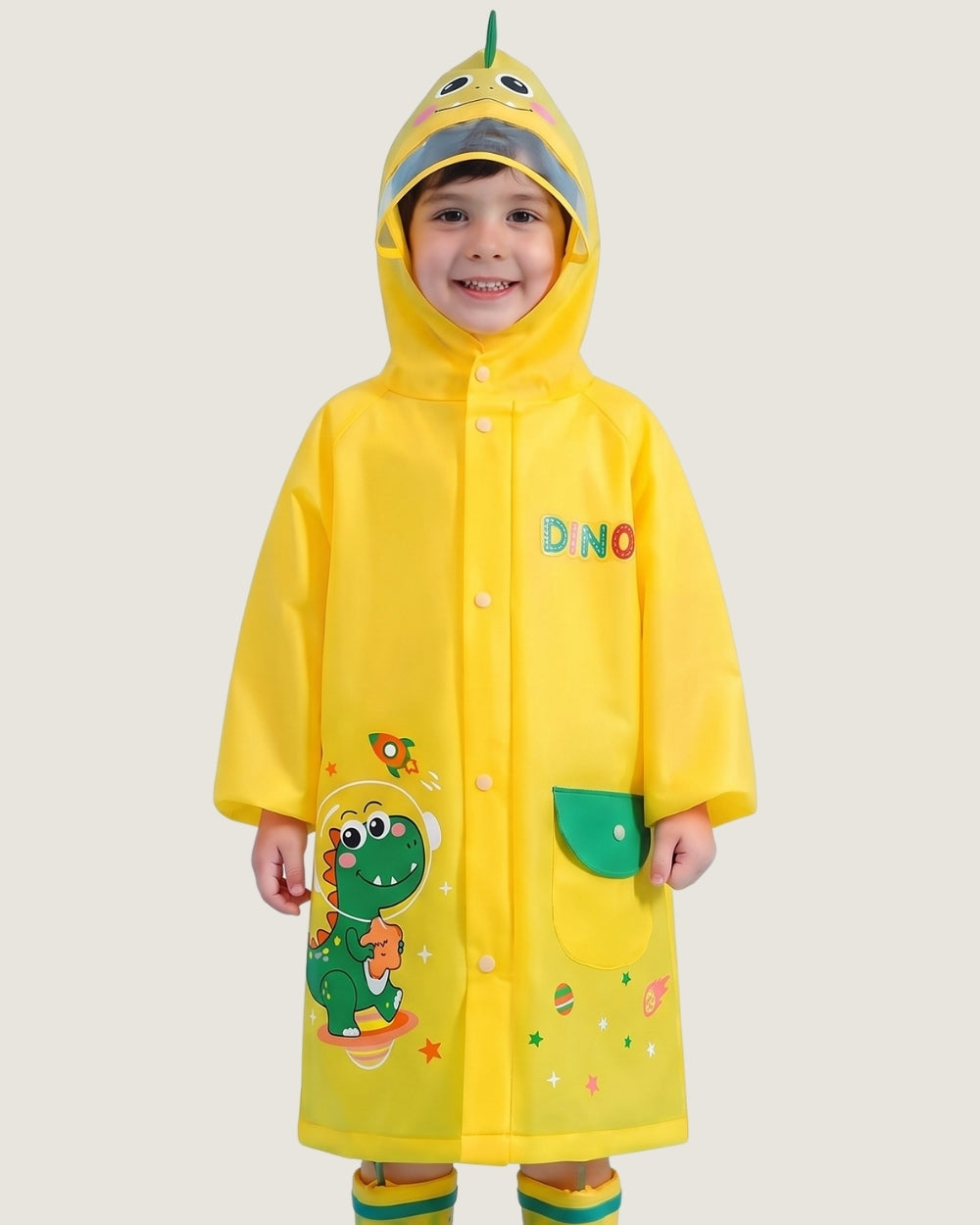 poncho-de-pluie-impermeable-enfant-dinosaure-jaune-face
