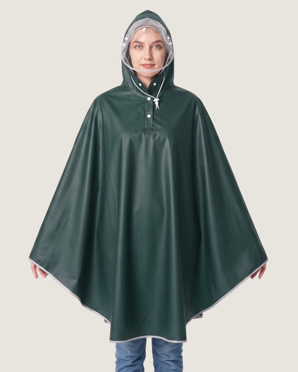 poncho-de-velo-impermeable-avec-capuche-visiere-ajustable-vert-fonce