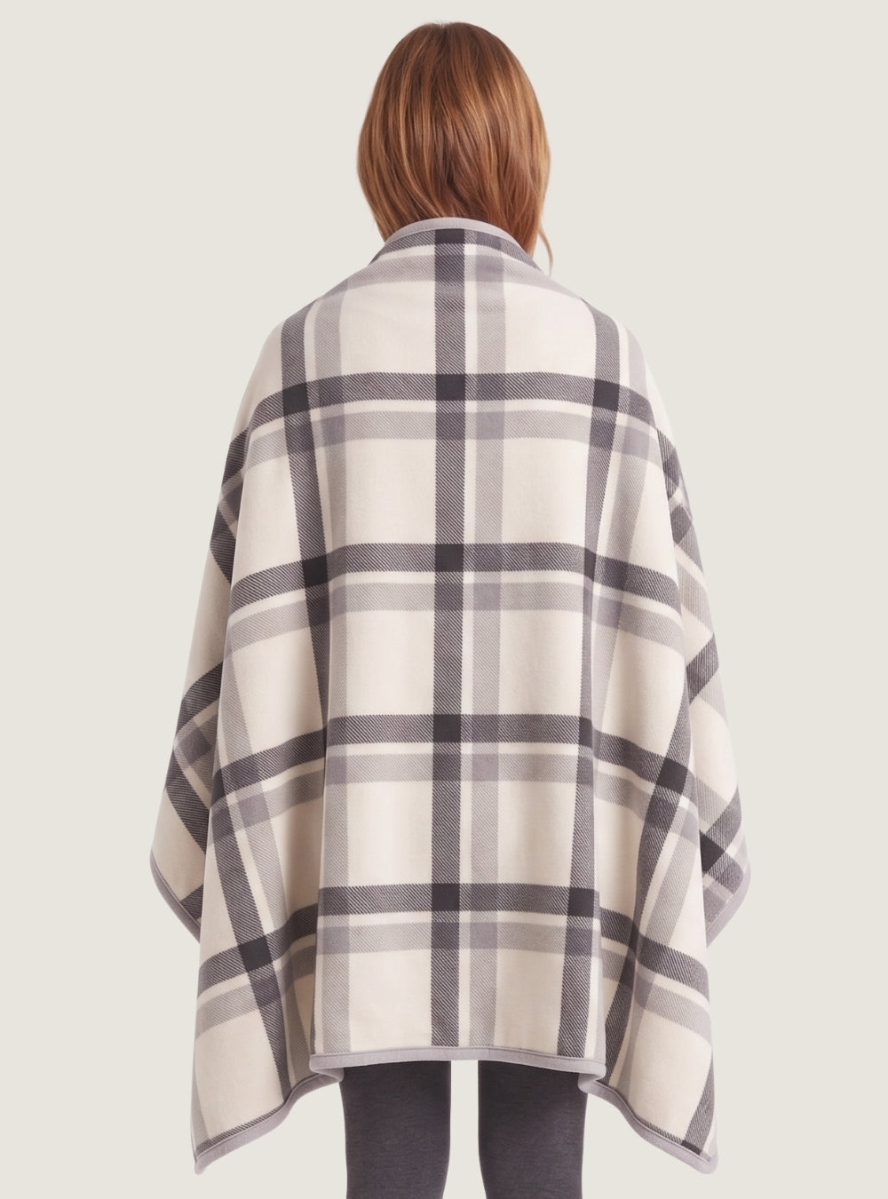 poncho-femme-plaid-tartan-polaire-blanc-dos
