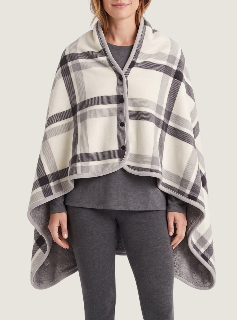 poncho-femme-plaid-tartan-polaire-blanc
