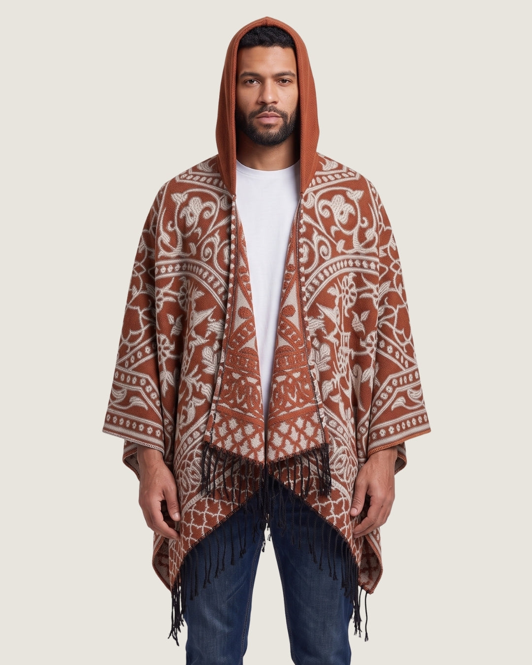 poncho-homme-mexicain-a-capuche-et-franges-motif-ethnique-terracotta