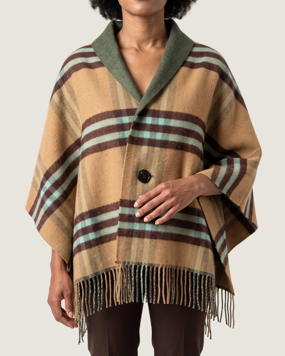 poncho-manteau-femme-franges-et-rayures-vintage-beige