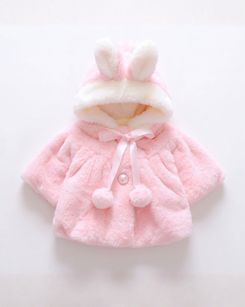poncho-manteau-polaire-bebe-fille-petit-chaperon-lapin-rose-seul