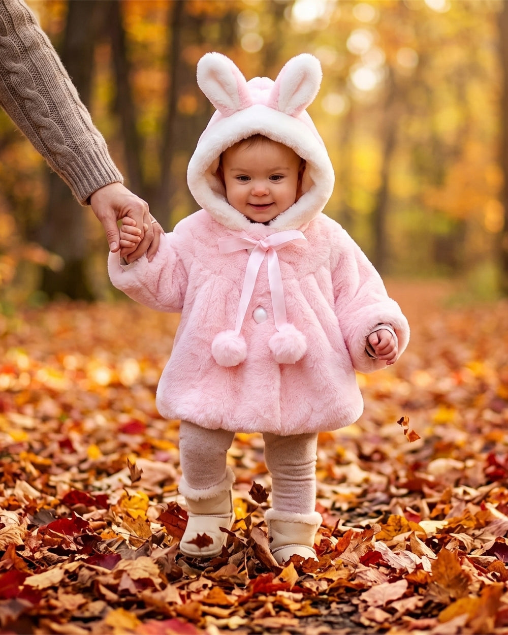 poncho-manteau-polaire-bebe-fille-petit-chaperon-lapin-rose-situation
