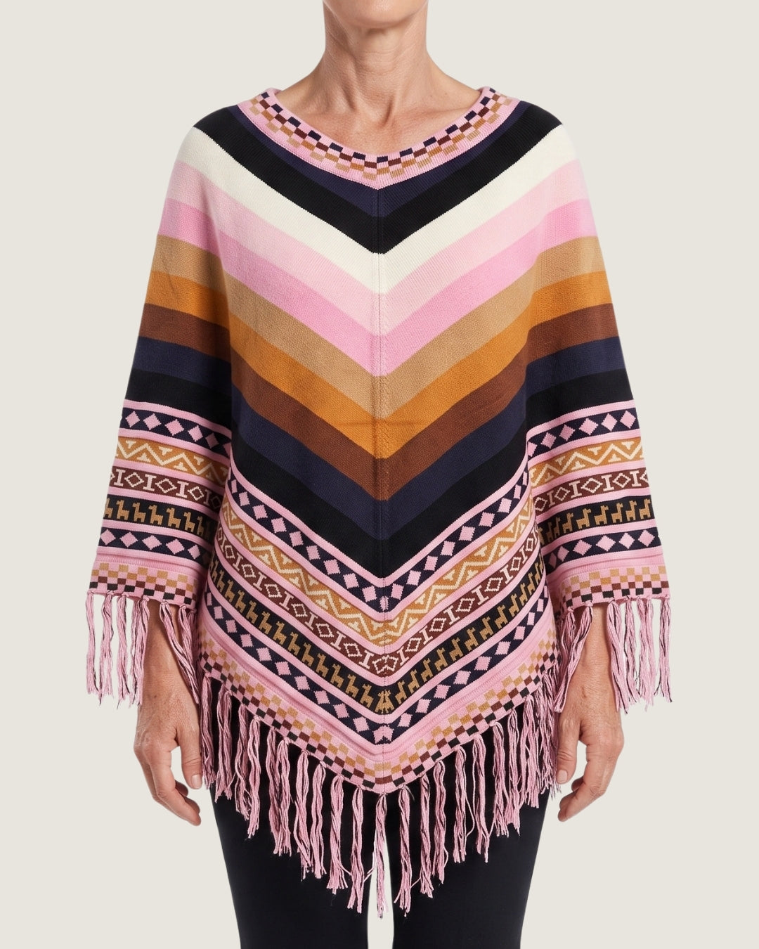 poncho-peruvien-multicolore-raye-franges-2