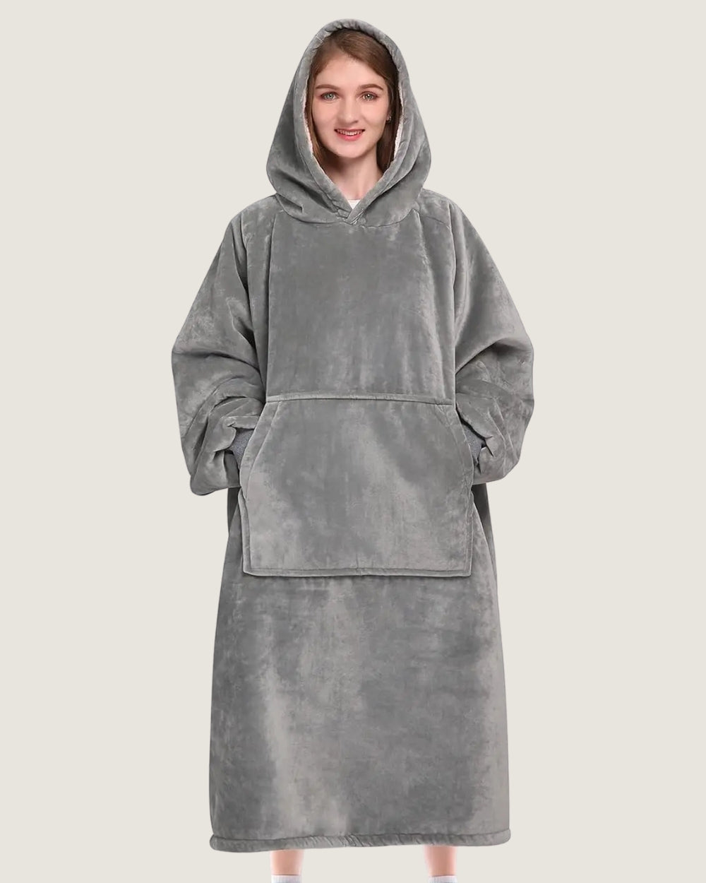 poncho-plaid-capuche-interieur-sherpa-gris-clair-face