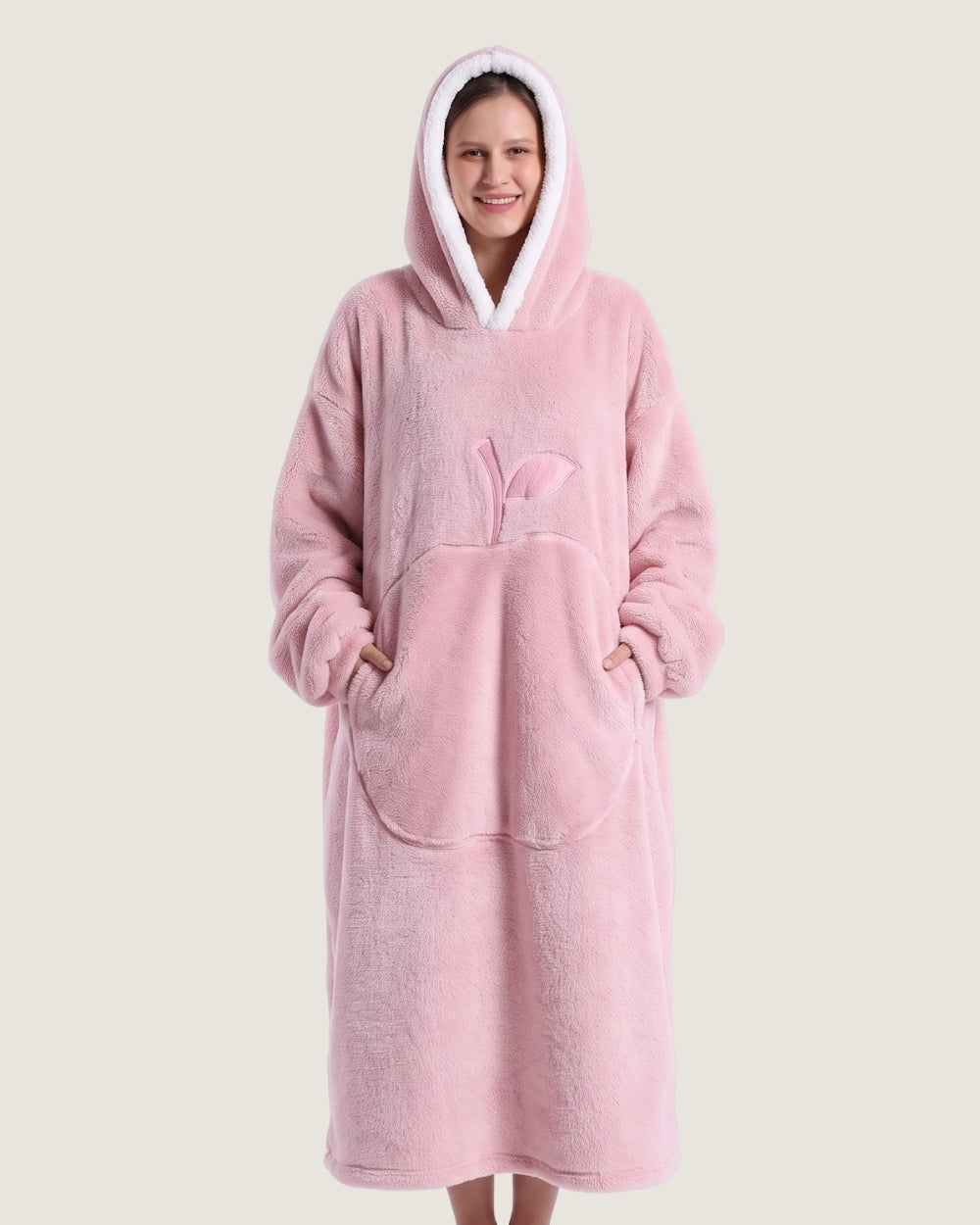 poncho-plaid-chaud-a-capuche-poche-ventrale-pomme-bleu-rose