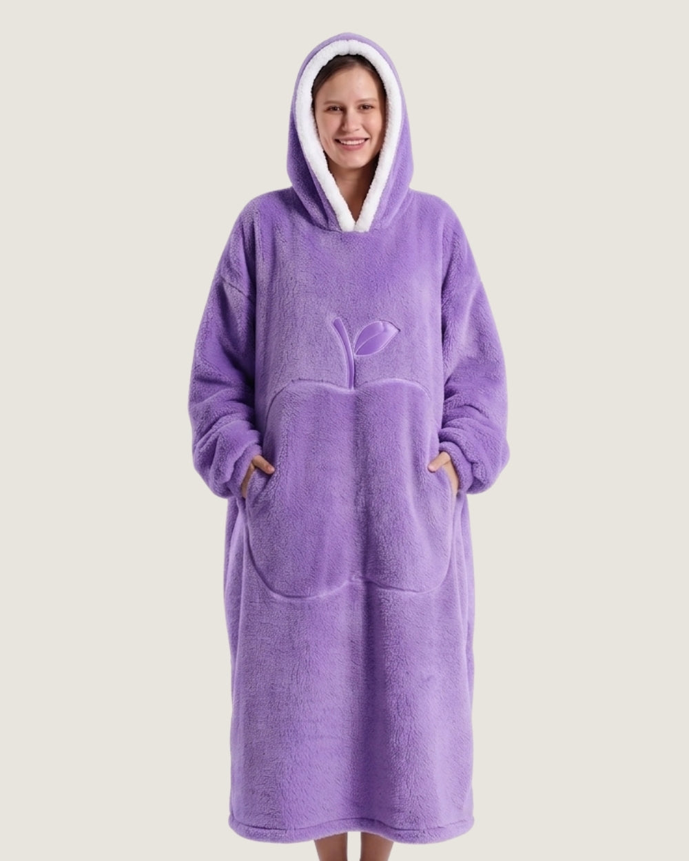 poncho-plaid-chaud-a-capuche-poche-ventrale-pomme-violet