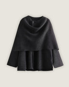 poncho-pull-femme-col-chale-gris-fonce