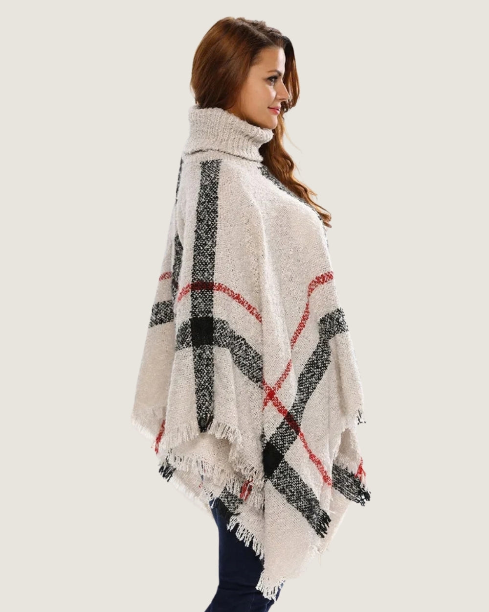 poncho-pull-femme-col-roule-et-franges-style-plaid-tartan-chic-beige-profil