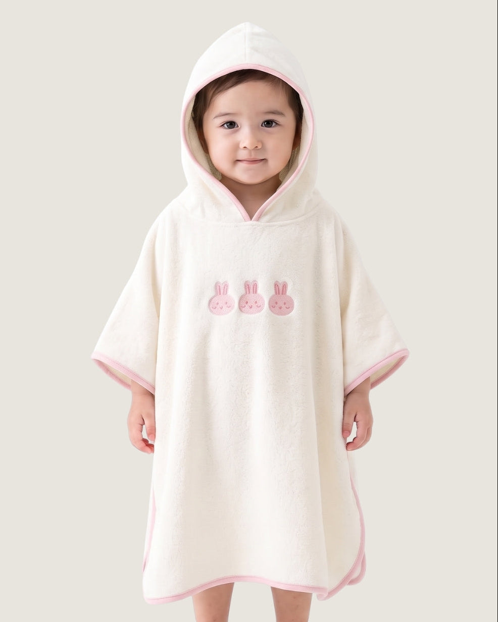 poncho-serviette-de-bain-bebe-capuhe-animaux-brodes-lapin