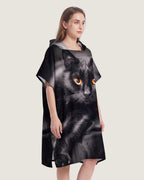 poncho-serviette-de-bain-en-microfibre-capuche-chat-noir-profil