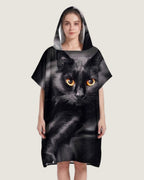 poncho-serviette-de-bain-en-microfibre-capuche-chat-noir